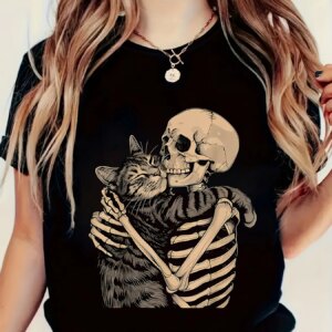 the 'eternal bond' skeleton cat tee