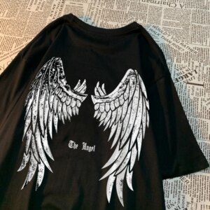 "Fallen Angel" Distressed Wings Graphic Tee