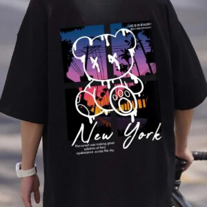 "Grungy NY Drip" Sunset Bear Oversized Tee