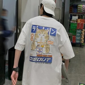 "Midnight Munchies" Harajuku Noodle Cat Tee