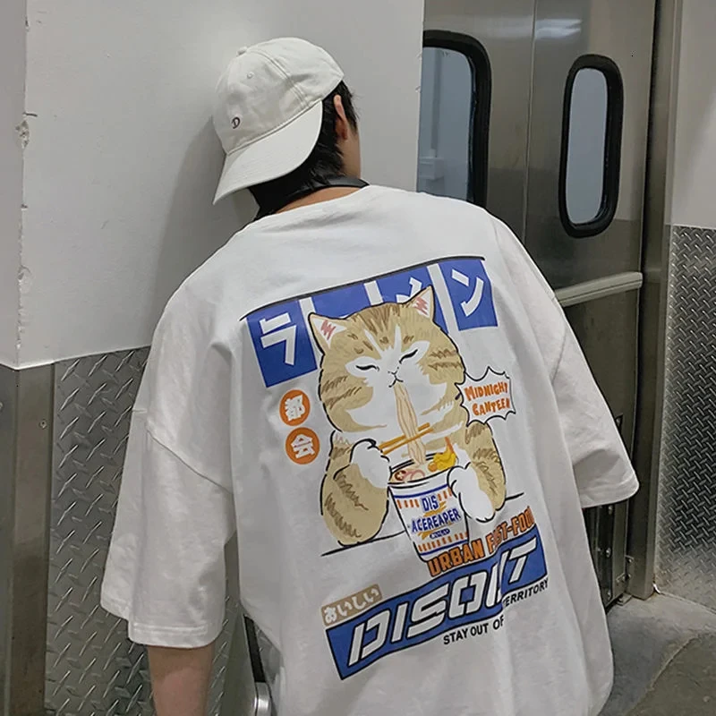 "Midnight Munchies" Harajuku Noodle Cat Tee - Image 3