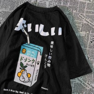 "Good Day Drink" Kawaii Lemon Cat Juice Box Tee