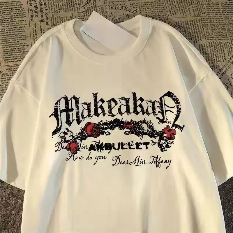 "Broken Heart" Gothic Rose Skull Back Graphic Tee - Image 2