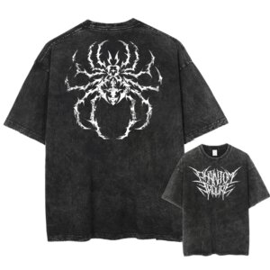 "Black Widow" Washed Grunge Spider Back Tee